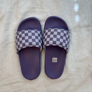 Women’s Vans Checkered Purple Slide Sandals